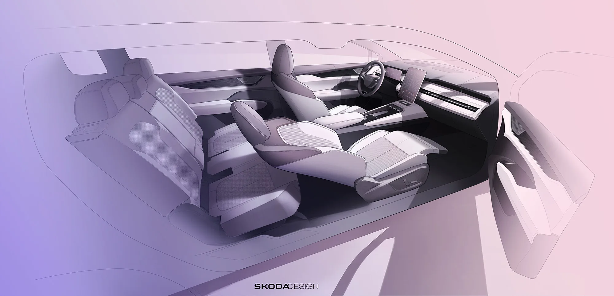 Skoda Epiq iç mekânı ilk kez görüntülendi: 7 kişilik elektrikli SUV yeni tasarım dilini sergiliyor 1 Skoda Epiq